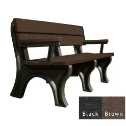 Recycled Plastic Economy Outdoor Bench with Arms - 6 Ft
