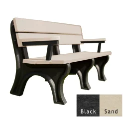 Recycled Plastic Economy Outdoor Bench with Arms - 6 Ft