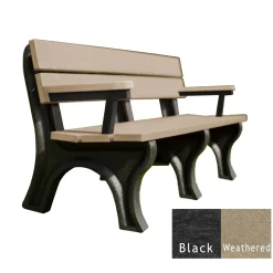 Recycled Plastic Economy Outdoor Bench with Arms - 6 Ft
