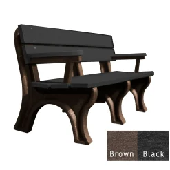 Recycled Plastic Economy Outdoor Bench with Arms - 6 Ft