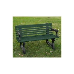 Recycled Plastic Outdoor Bench with Back and Arms - 48"W