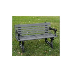 Recycled Plastic Outdoor Bench with Back and Arms - 48