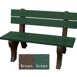 Recycled Plastic Outdoor Bench with Economizer Traditional Back 4'