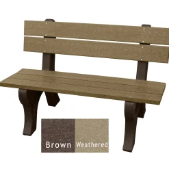 Recycled Plastic Outdoor Bench with Economizer Traditional Back 4'