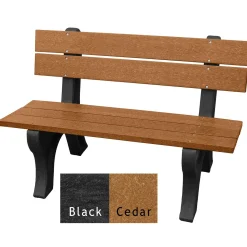Recycled Plastic Outdoor Bench with Economizer Traditional Back 4'