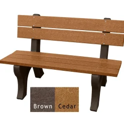 Recycled Plastic Outdoor Bench with Economizer Traditional Back 4'