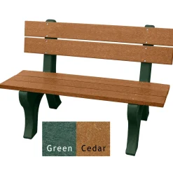 Recycled Plastic Outdoor Bench with Economizer Traditional Back 4'