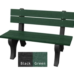 Recycled Plastic Outdoor Bench with Economizer Traditional Back 4'