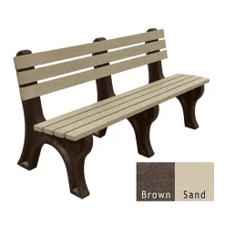 Recycled Plastic Outdoor Economy Bench with Back 6'