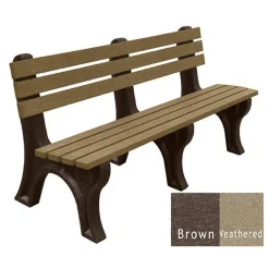 Recycled Plastic Outdoor Economy Bench with Back 6'