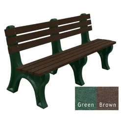 Recycled Plastic Outdoor Economy Bench with Back 6'