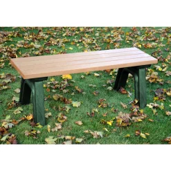 Recycled Plastic Outdoor Flat Bench - 4 Ft