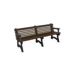 Recycled Plastic Outdoor Bench with Back and Arms - 72
