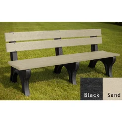Recycled Plastic Outdoor Bench with Economizer Traditional Back 6'