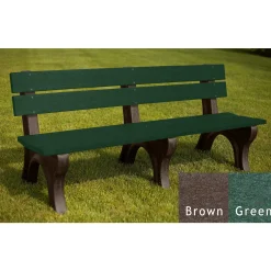 Recycled Plastic Outdoor Bench with Economizer Traditional Back 6'
