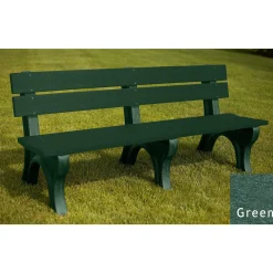 Recycled Plastic Outdoor Bench with Economizer Traditional Back 6'