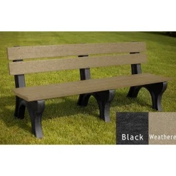 Recycled Plastic Outdoor Bench with Economizer Traditional Back 6'