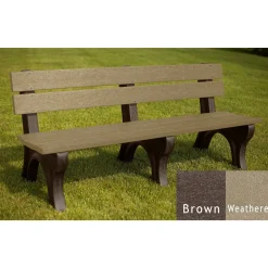 Recycled Plastic Outdoor Bench with Economizer Traditional Back 6'