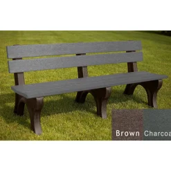 Recycled Plastic Outdoor Bench with Economizer Traditional Back 6'