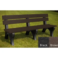 Recycled Plastic Outdoor Bench with Economizer Traditional Back 6'
