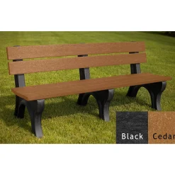 Recycled Plastic Outdoor Bench with Economizer Traditional Back 6'