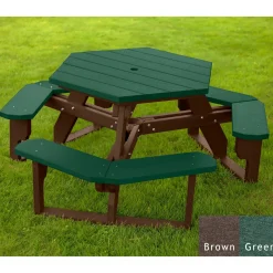 Recycled Plastic Standard Open Hexagonal Picnic Table