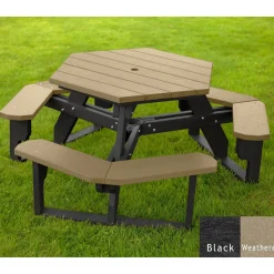 Recycled Plastic Standard Open Hexagonal Picnic Table