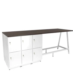 Resi Bistro-Height Collaboration Table, 12 Lockers – 75”W