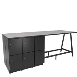 Resi Bistro-Height Collaboration Table, 12 Lockers – 75”W