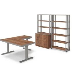 Rivet 60" Adjustable-Height L-Shaped Desk Office Set