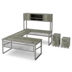 Rivet 71" U-Shaped Desk with Hutch and Storage Set