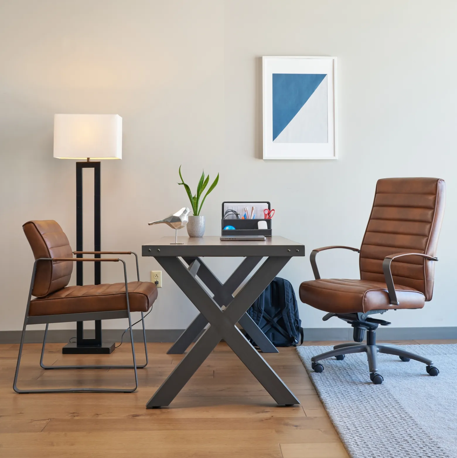 Rivet Faux Leather High-Back Office Chair