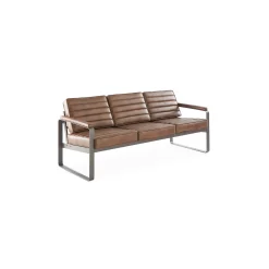 Rivet Faux Leather Three-Seat Sofa