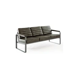 Rivet Faux Leather Three-Seat Sofa
