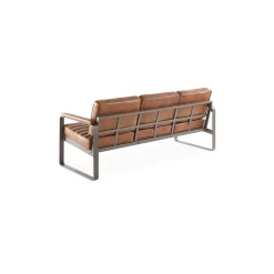 Rivet Faux Leather Three-Seat Sofa