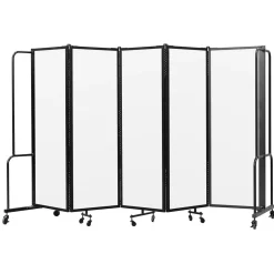 Robo Dividers Mobile Room Divider - Five Section Frosted Acrylic - 6'H