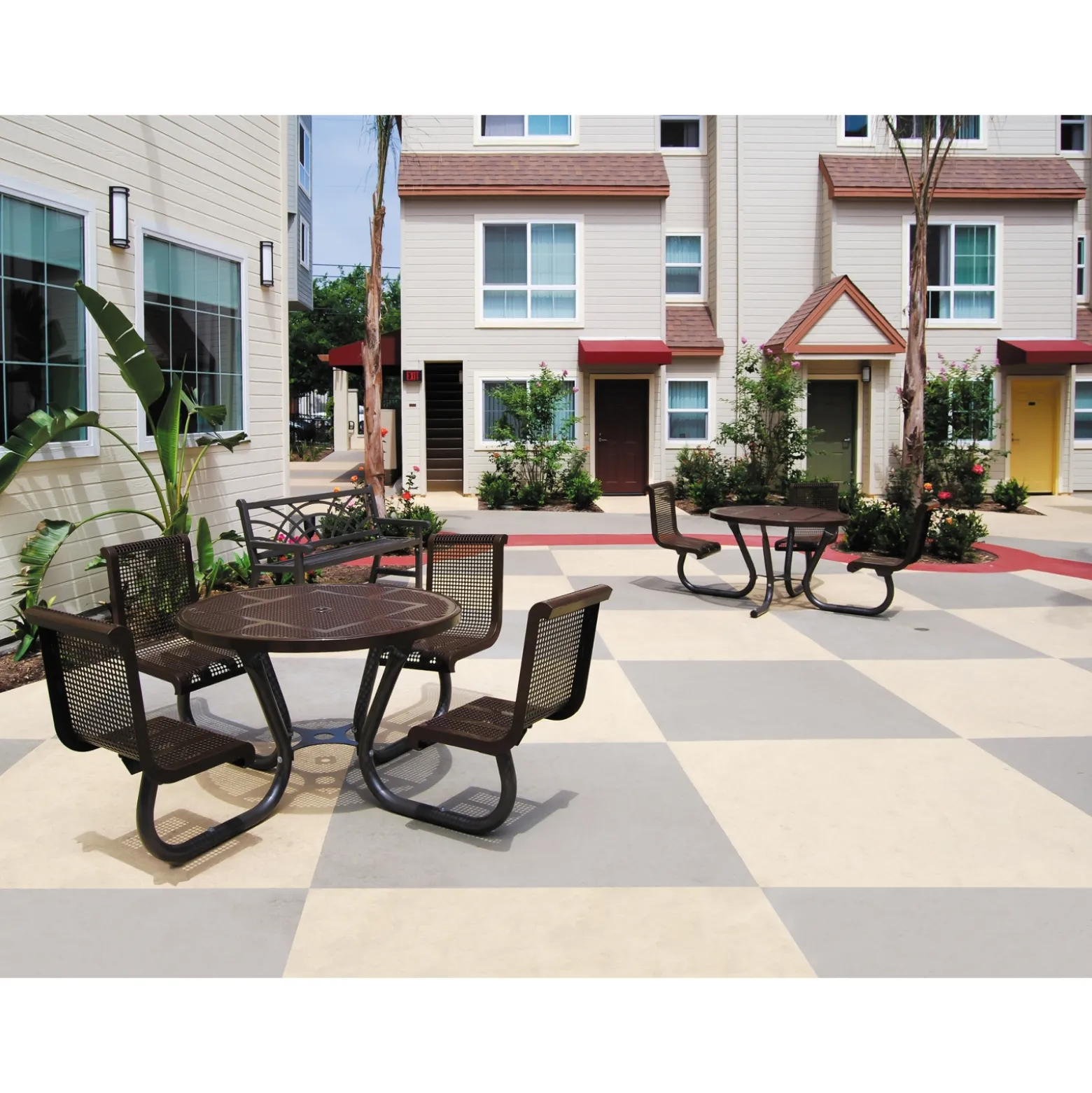 Round Perforated Outdoor Table and Chairs Set - 46" DIA