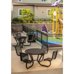 Round Perforated Outdoor Table and Chairs Set - 46