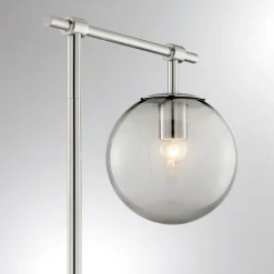 Round Smoke/Frost Glass Shade Floor Lamp - 58