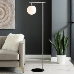Round Smoke/Frost Glass Shade Floor Lamp - 58