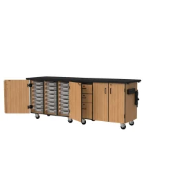 Science Cabinets Mobile Lab Carts w/ Totes and Drawers- 28"W x 96"D