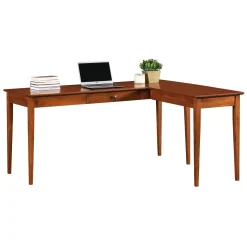 Shaker Home Office Solid Wood L-Shaped Writing Desk - 65”W