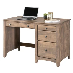 Shaker Home Office Solid Wood Single Pedestal Four Drawer Desk - 45"W