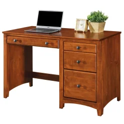Shaker Home Office Solid Wood Single Pedestal Four Drawer Desk - 45"W