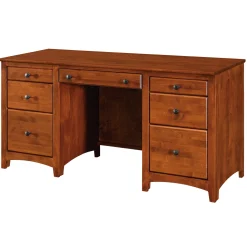 Shaker Home Office Solid Wood Double Pedestal Desk - 57.75"W