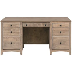 Shaker Home Office Solid Wood Double Pedestal Desk - 57.75