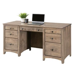 Shaker Home Office Solid Wood Double Pedestal Desk - 57.75