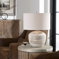Signature Accents Ceramic Striped Accent Lamp - 17"Wx17"Dx22"H
