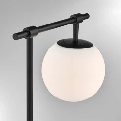 Smoked & Frosted Glass Globe Table Lamp - 21 1/4