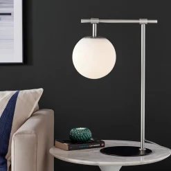 Smoked & Frosted Glass Globe Table Lamp - 21 1/4